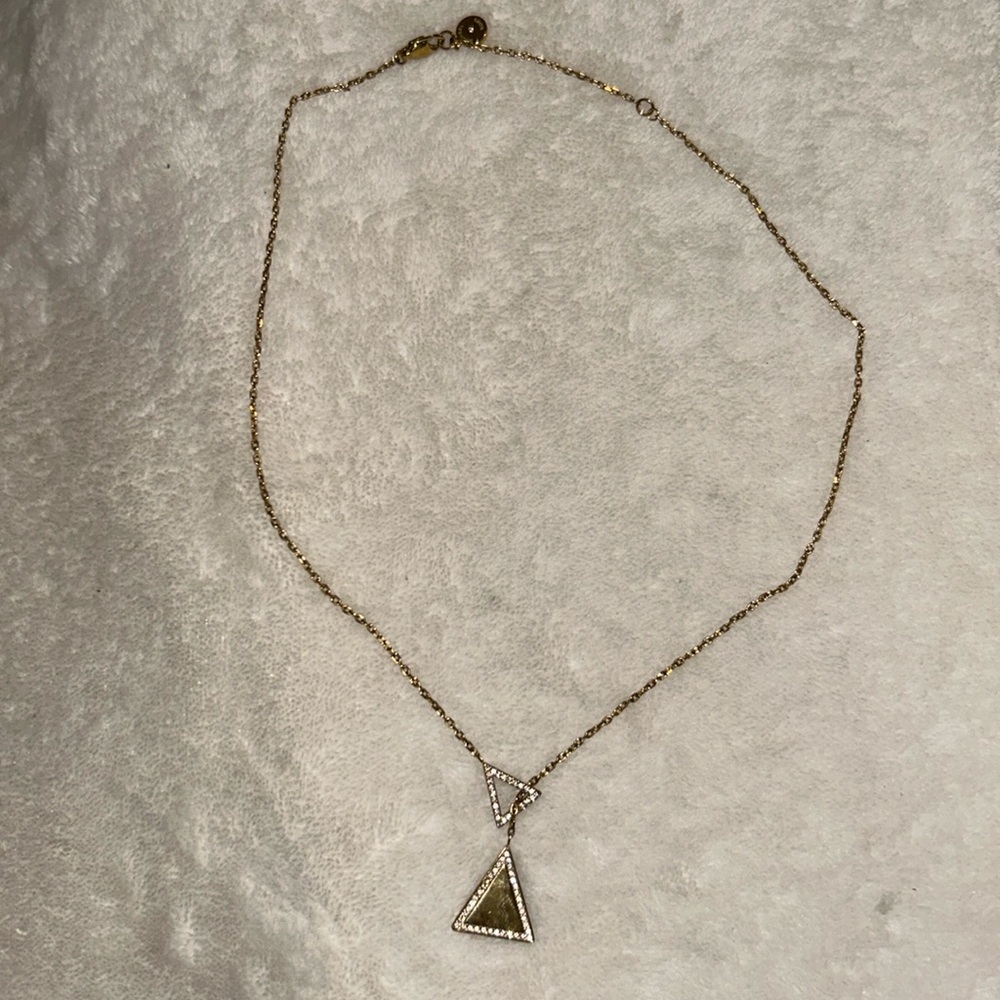 Michael KORS Gold Double Triangle Sliding Pendant Necklace